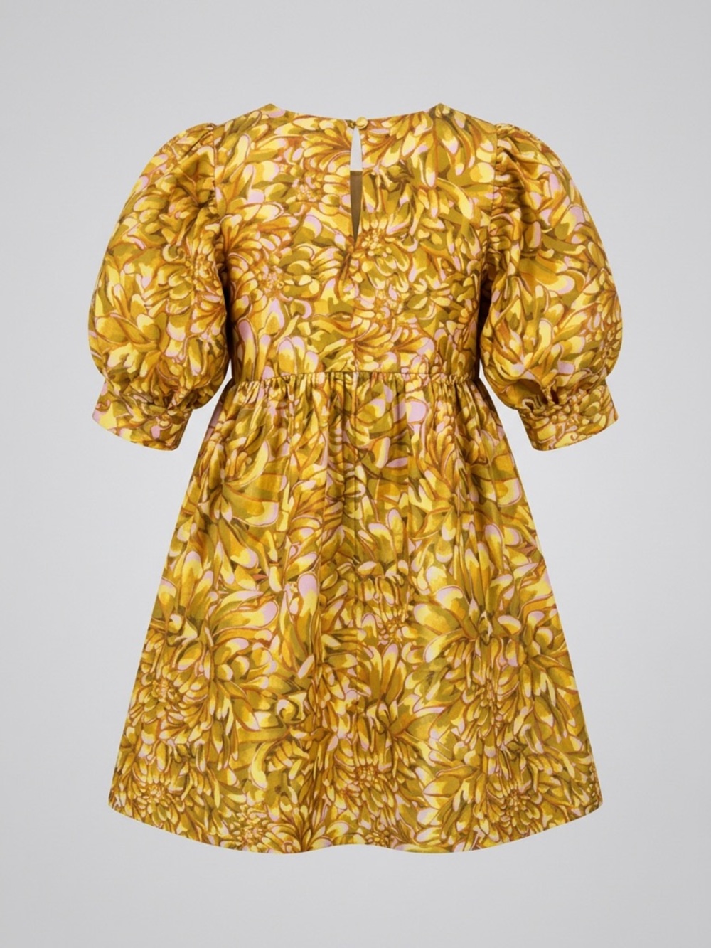 Kika Vargas Yellow Floral Puff Sleeve Mini Dress Boho Summer XXS - Picture 3 of 7